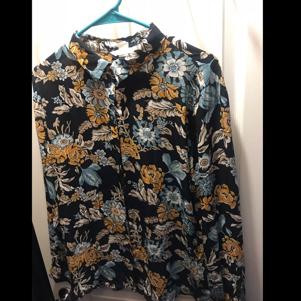 Floral printed button down